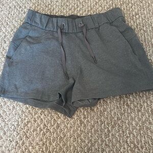 Grey lululemon drawstring running shorts